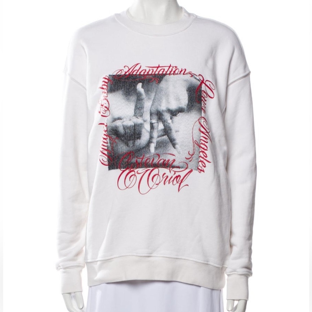 Iconic LA-made fashion brand, Adaptation with hand sewn Graphic Sweatshirt